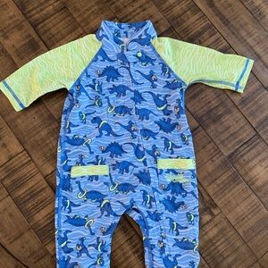 UV SKINZ 3/6 Months Blue Dinosaur Baby Romper Swimsuit